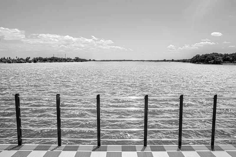 view of Kaveri River at the Grand Anicut Complex as seen from the Kaveri regulator - in Thanjavur district, Tamil Nadu